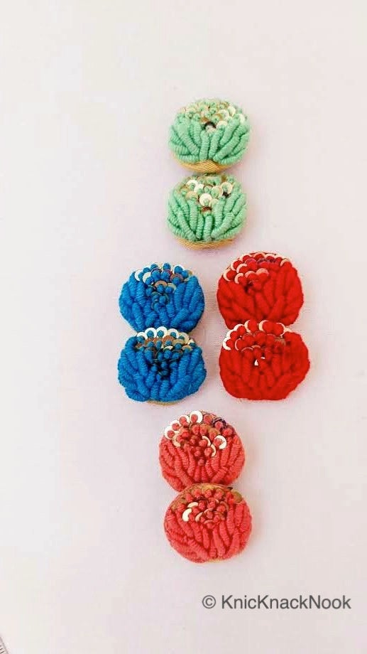 Hand Embroidered Coral Buttons