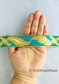 Thumbnail for 3 Yards Green Jacquard Weave Trim, Indian Sari Border, Trim By 3 Yards