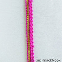 Thumbnail for Fuchsia Pink And Gold Gimp Trim, Approx. 8mm wide, Upholstery Trim