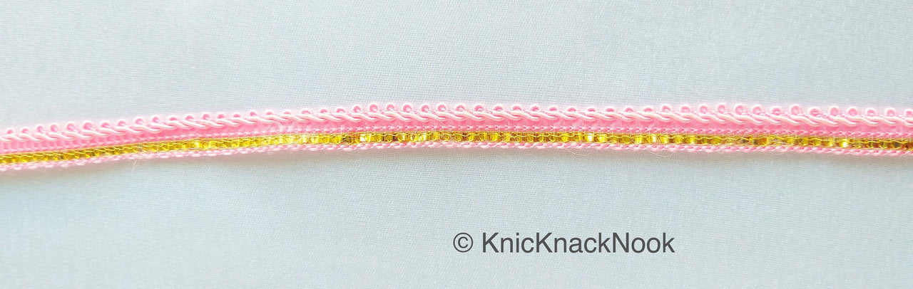 Pink And Gold Gimp Trim, Approx. 8mm wide, Upholstery Trim, Braid Trim