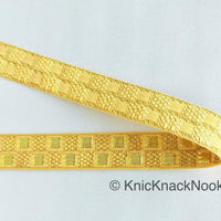 Thumbnail for Beige and Gold Jacquard Weaving Trim, Trim By 2 Yards, Craft Decorative Ribbon