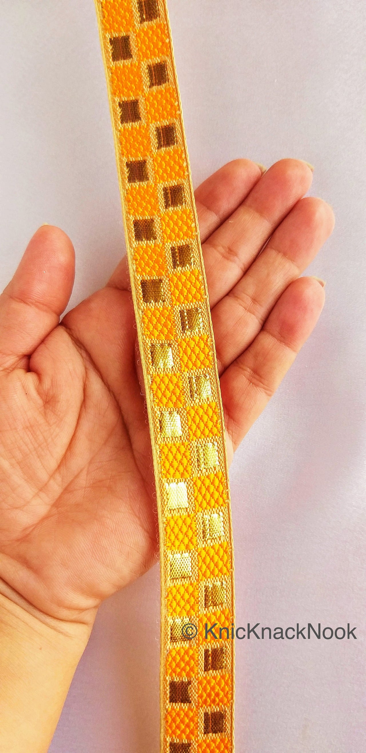 Yellow and Gold Jacquard Weaving Trim, Trim By 2 Yards, Craft Decorative Ribbon