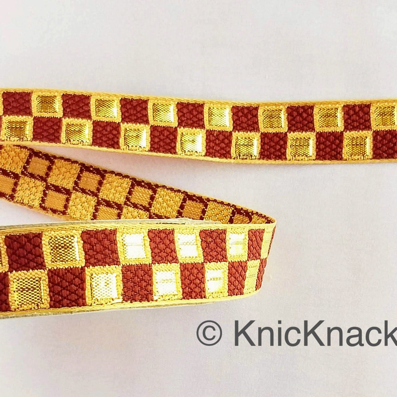 Brown and Gold Jacquard Weaving Trim, Trim By 2 Yards, Craft Decorative Ribbon