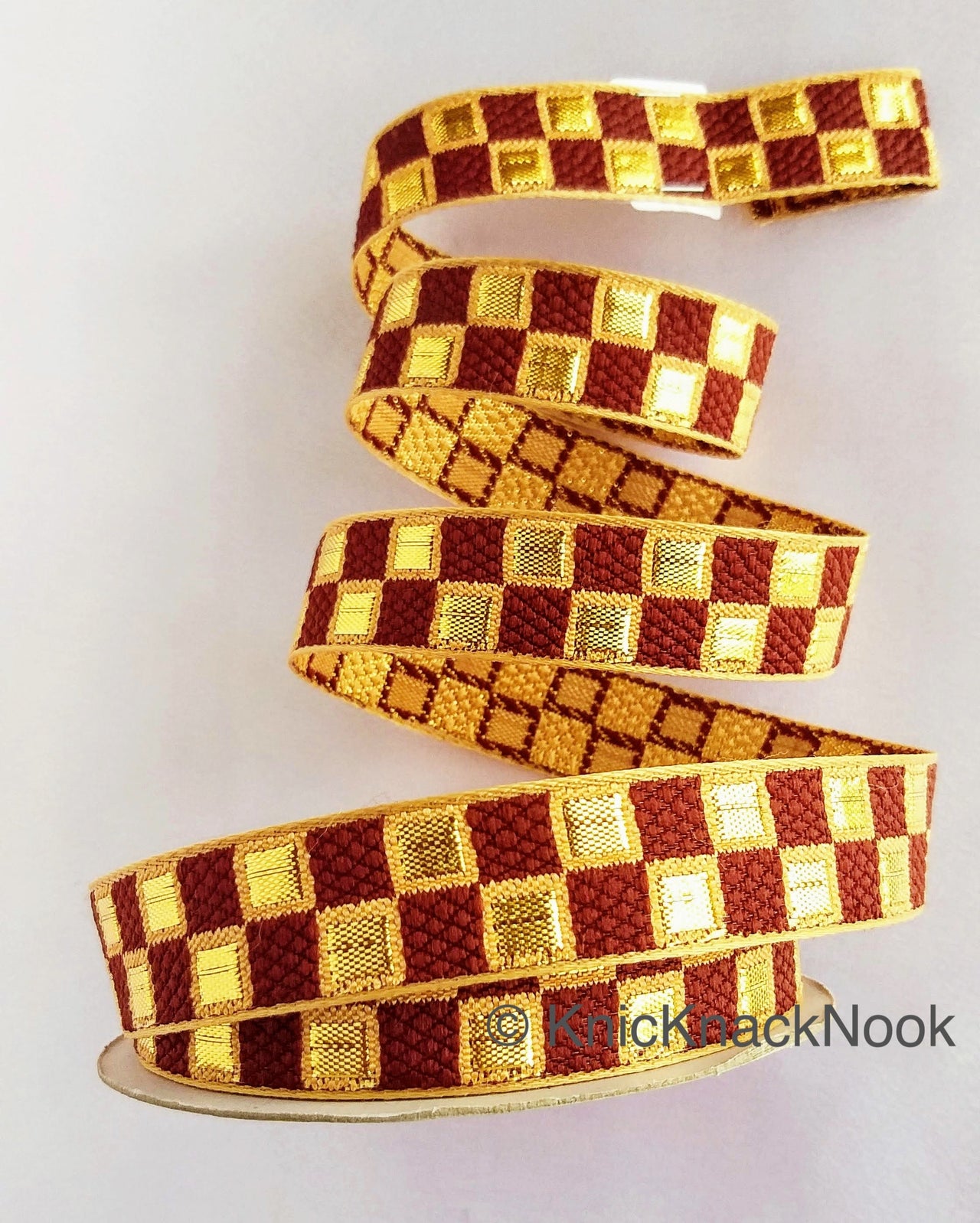 Brown and Gold Jacquard Weaving Trim, Trim By 2 Yards, Craft Decorative Ribbon