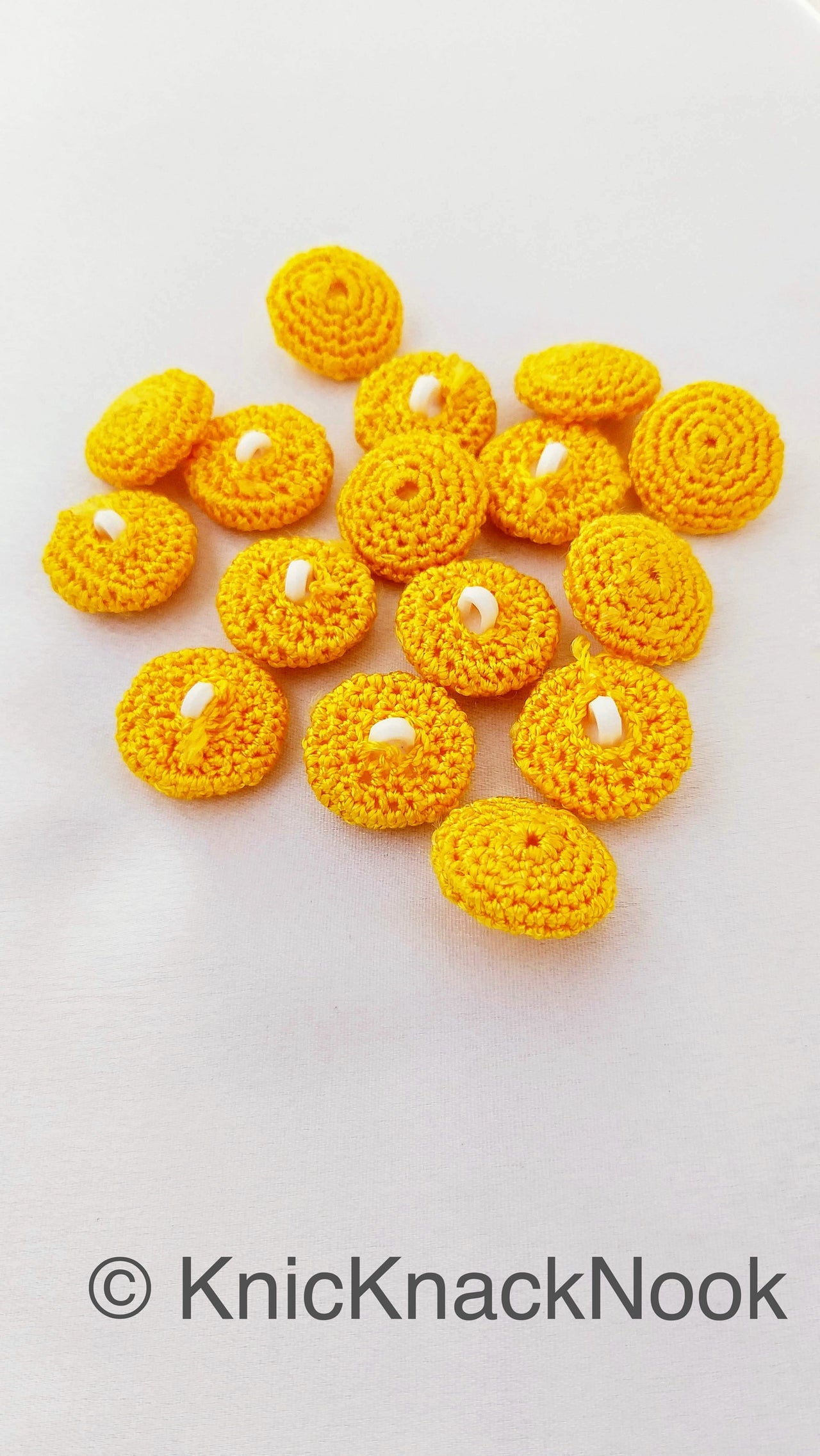 Hand Knit Yellow Buttons