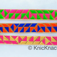 Thumbnail for Beige & Fuchsia Pink Jacquard Trim, Trim By 2 Yards, Craft Decorative Ribbon