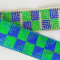 Thumbnail for Blue And Green Jacquard Trim, Approx 34mm Wide, Decorative Trim