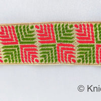Thumbnail for Red And Green Jacquard Trim, Approx 34mm Wide, Decorative Trim