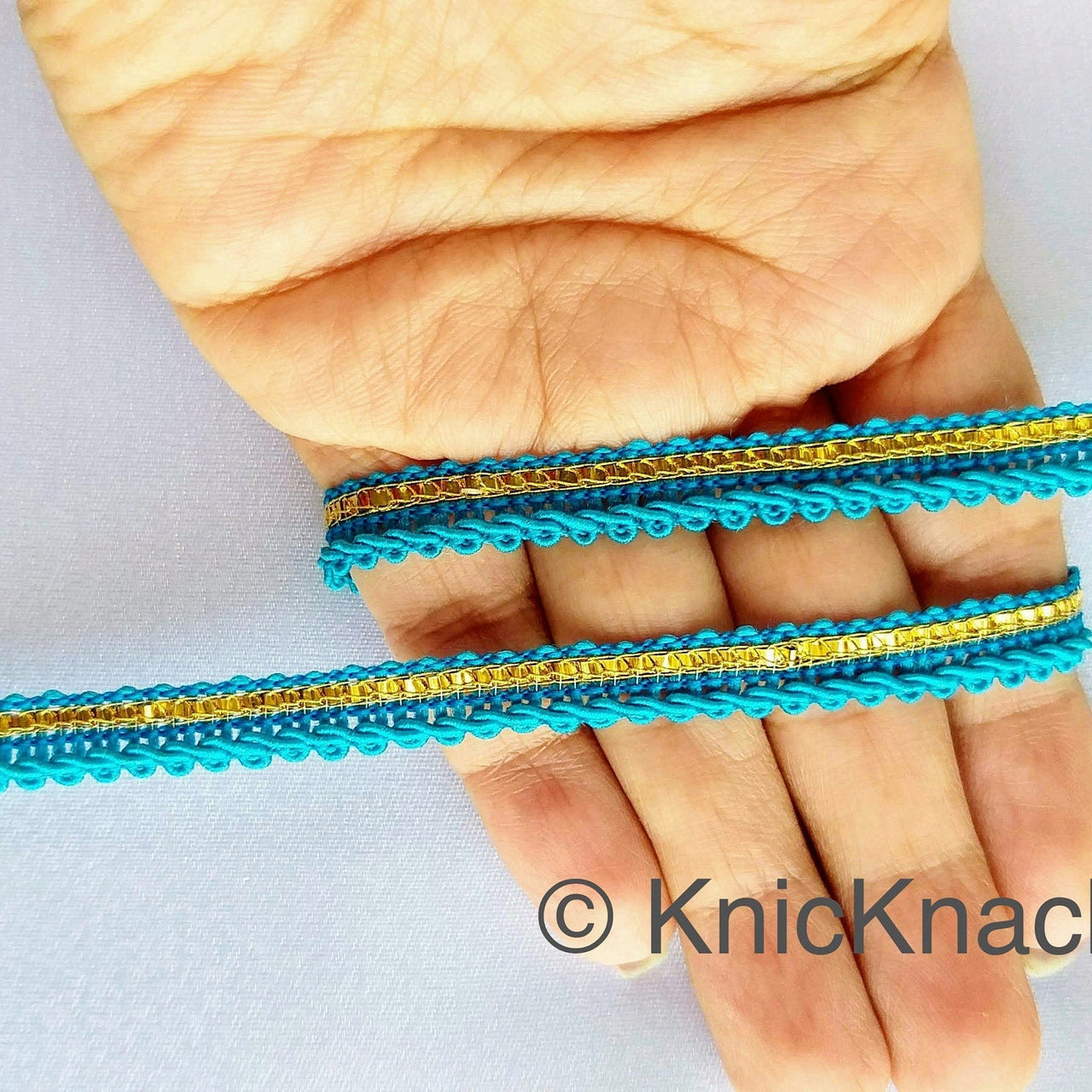 Blue And Gold Gimp Trim, Approx. 8mm wide, Upholstery Trim
