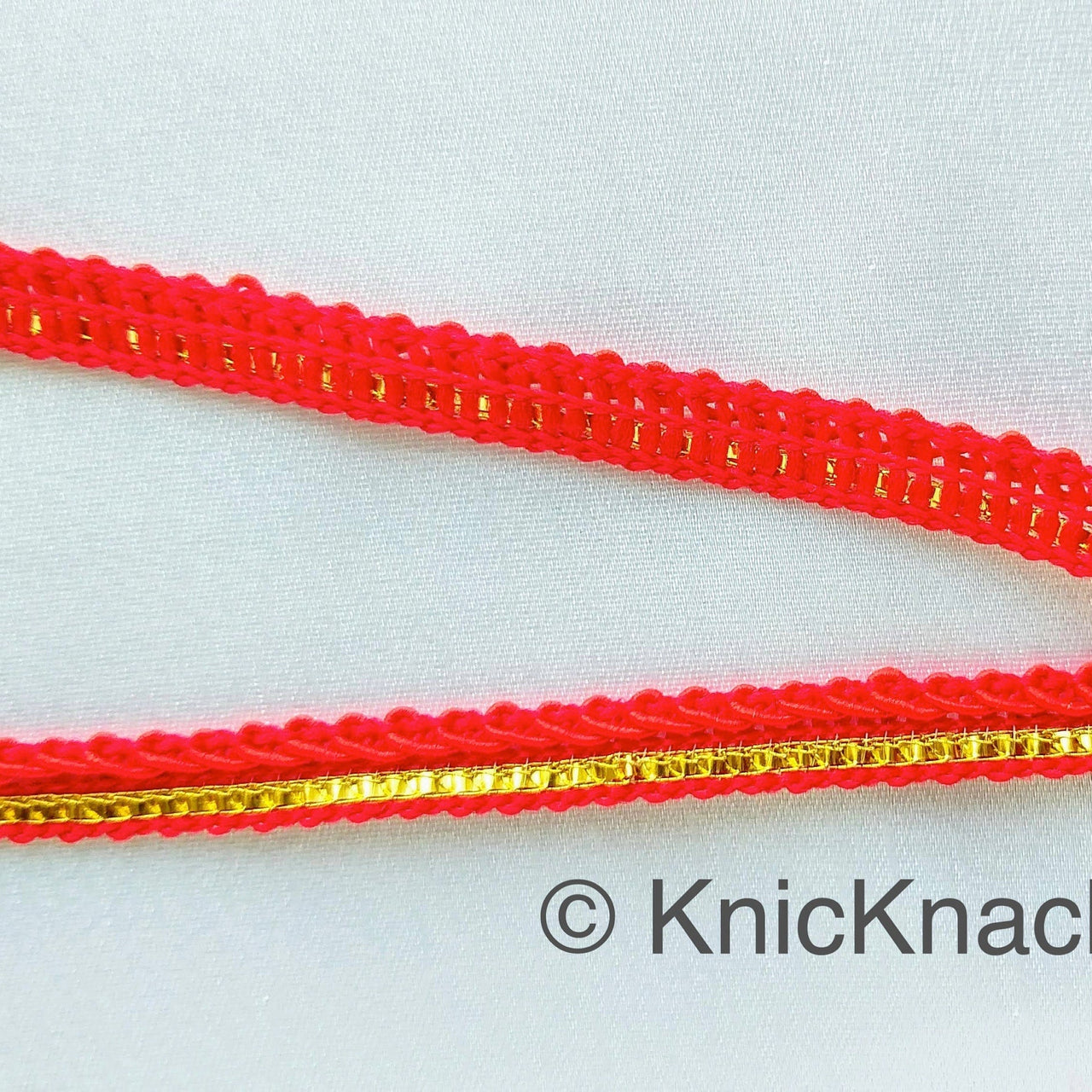 Red And Gold Gimp Trim, Approx. 8mm wide, Upholstery Trim