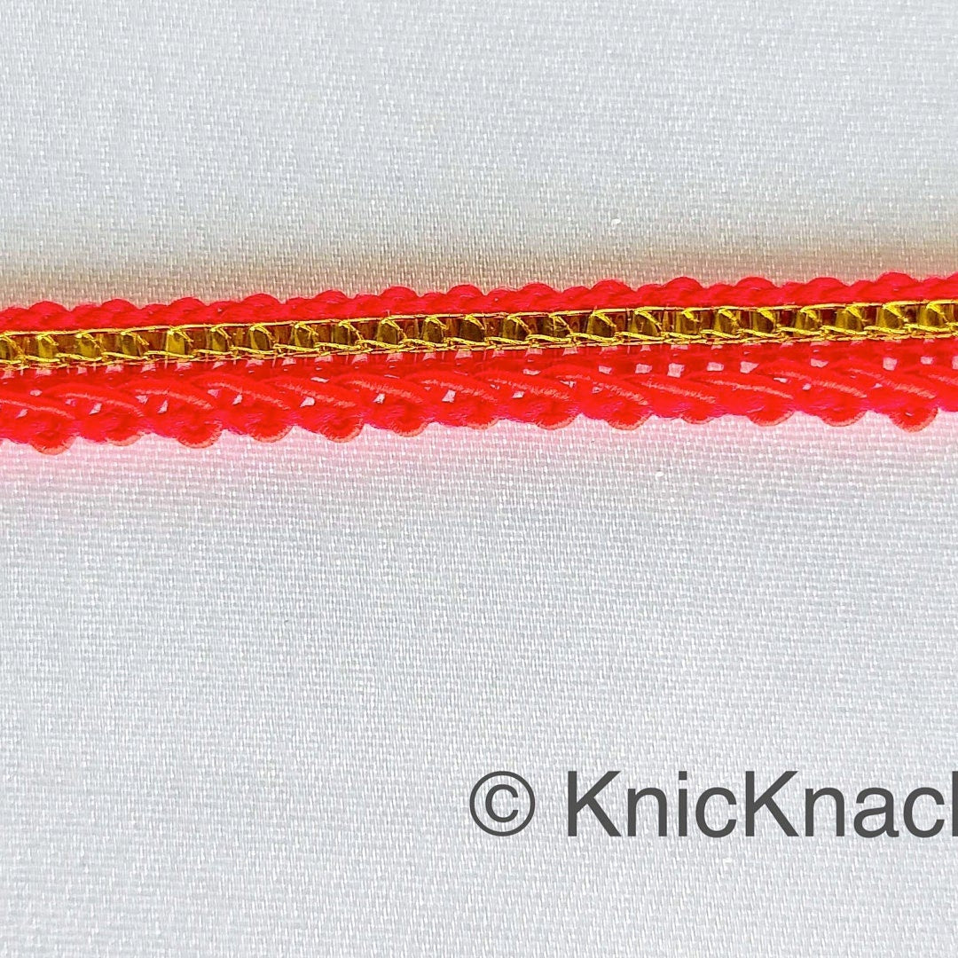 Red And Gold Gimp Trim, Approx. 8mm wide, Upholstery Trim