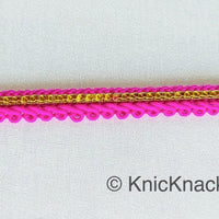 Thumbnail for Fuchsia Pink And Gold Gimp Trim, Approx. 8mm wide, Upholstery Trim