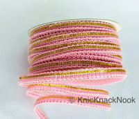 Thumbnail for Pink And Gold Gimp Trim, Approx. 8mm wide, Upholstery Trim, Braid Trim