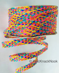 Thumbnail for Multicoloured Braid Trim, Approx. 8mm wide, Upholstery Trim, Rainbow Braided Trim