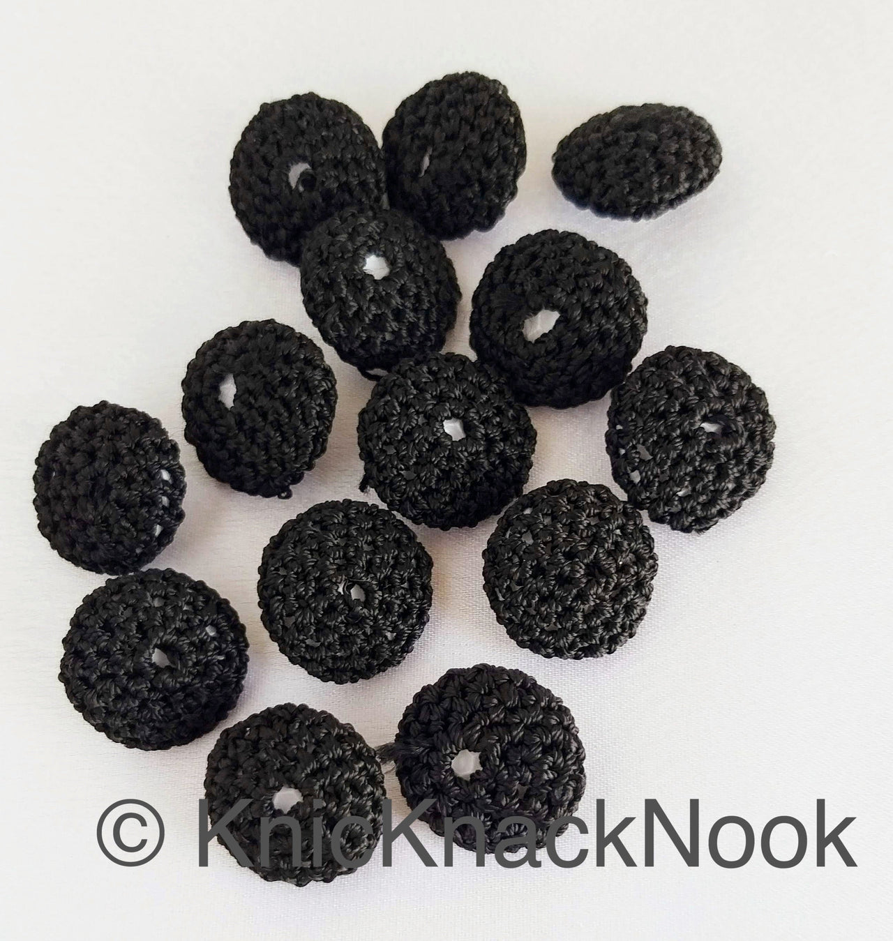 Hand Knit Black Buttons