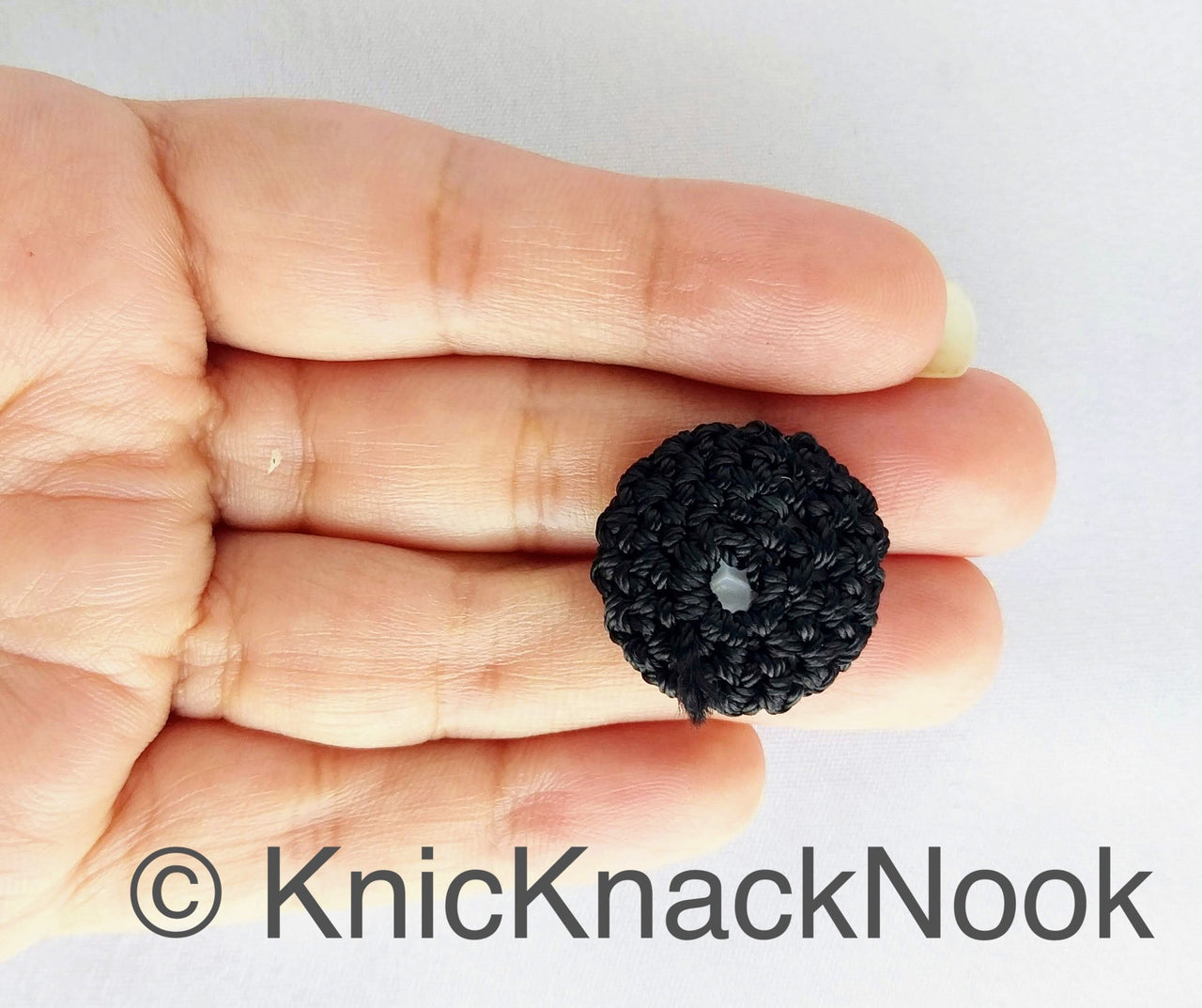 Hand Knit Black Buttons