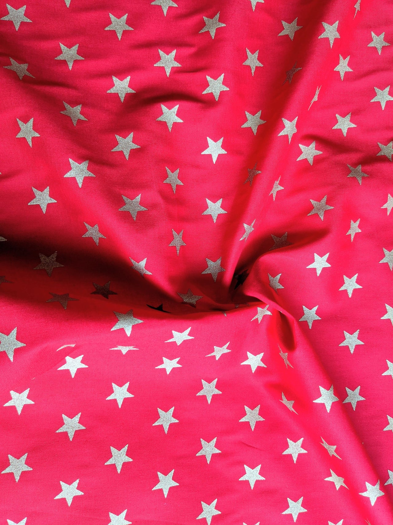 Red Cotton Poplin Fabric With Gold Stars Christmas Fabric, Festive Fabric, Holiday Fabric