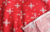 Thumbnail for Red Cotton Fabric With White Snowflakes Christmas Fabric, Festive Fabric, Holiday Fabric