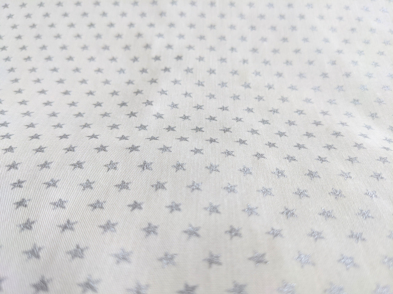 White Cotton Poplin Fabric With Silver Stars Christmas Fabric, Festive Fabric, Holiday Fabric