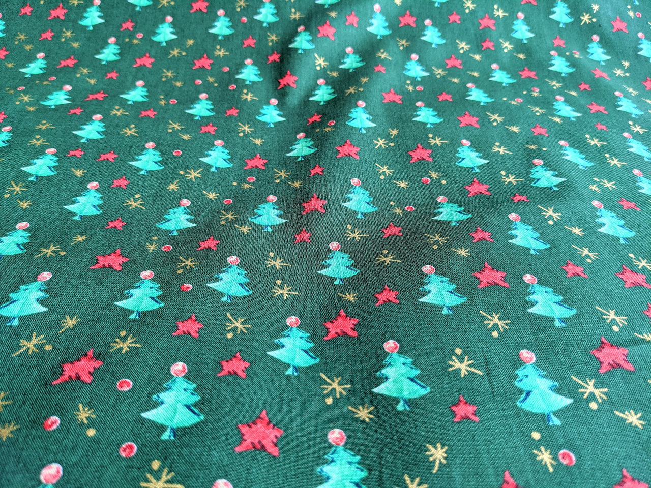 Bottle Green Christmas Trees Cotton Fabric Christmas Fabric, Festive Fabric, Holiday Fabric
