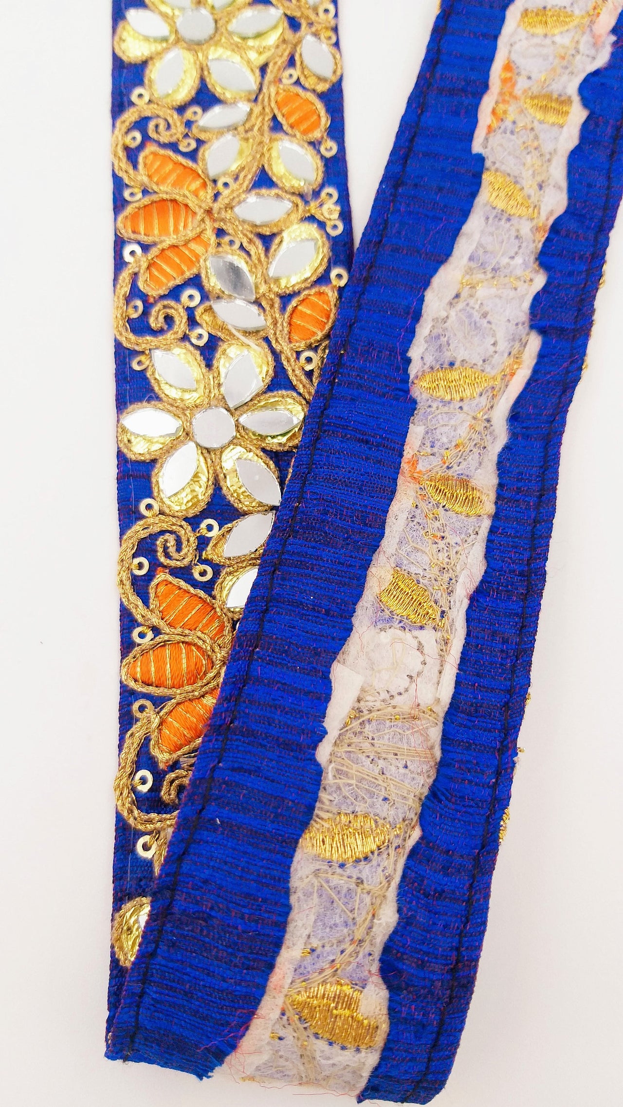 Royal Blue Decorative Art Silk Fabric Trim