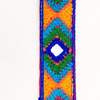 Thumbnail for Red Cotton Fabric Embroidered Mirrored Trim In Blue, Green & Yellow, Bohemian Trim
