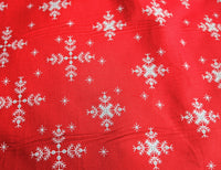 Thumbnail for Red Cotton Fabric With White Snowflakes Christmas Fabric, Festive Fabric, Holiday Fabric