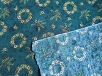 Thumbnail for Bottle Green Christmas Wreaths Cotton Fabric Christmas Fabric, Festive Fabric, Holiday Fabric