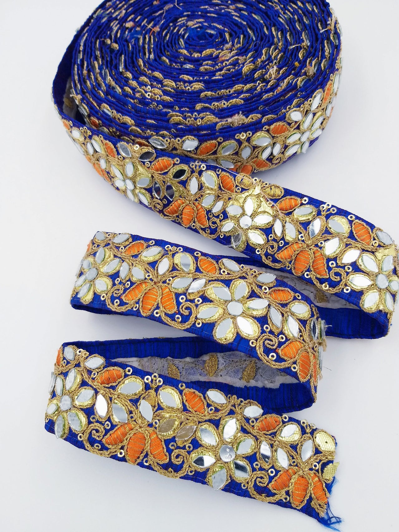 Royal Blue Decorative Art Silk Fabric Trim