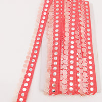 Thumbnail for Salmon Pink Fringe Trim With Mirrors And Sequins Tassels, Boho, Bohemian Trim