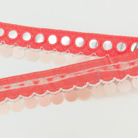 Thumbnail for Salmon Pink Fringe Trim With Mirrors And Sequins Tassels, Boho, Bohemian Trim
