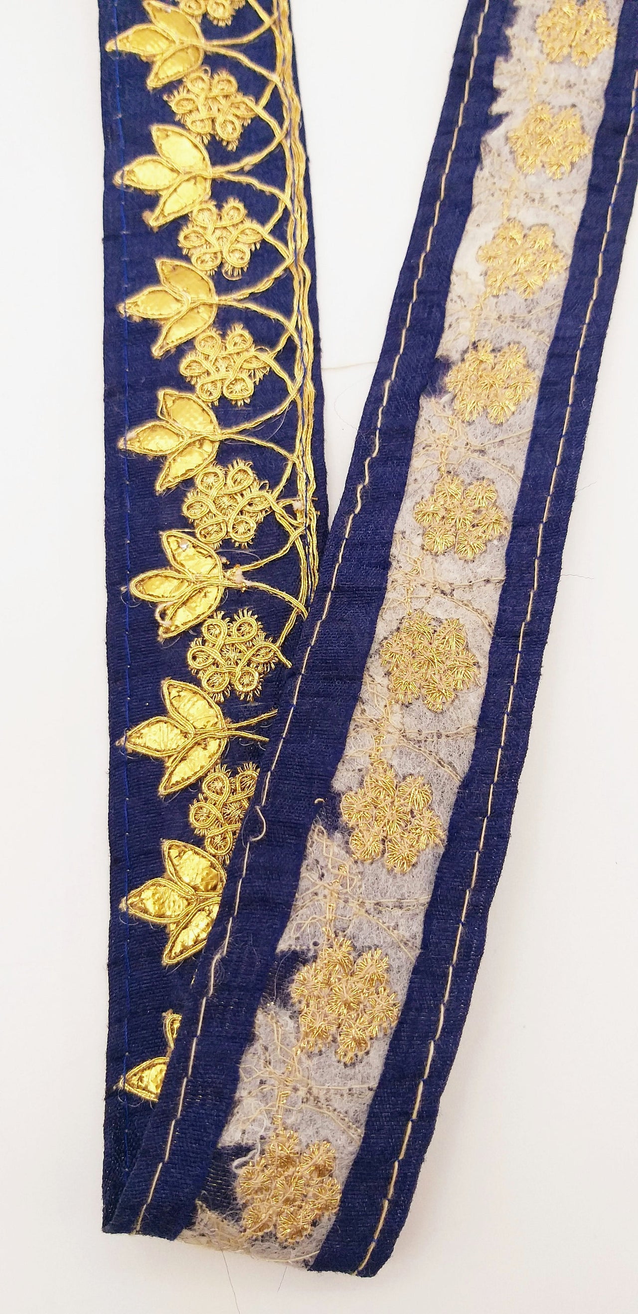 Navy Blue Art Silk Fabric Trim