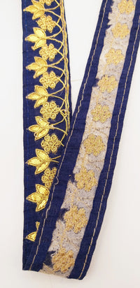 Thumbnail for Navy Blue Art Silk Fabric Trim
