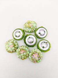 Thumbnail for Mint Green And White Iridescent Sequins Buttons