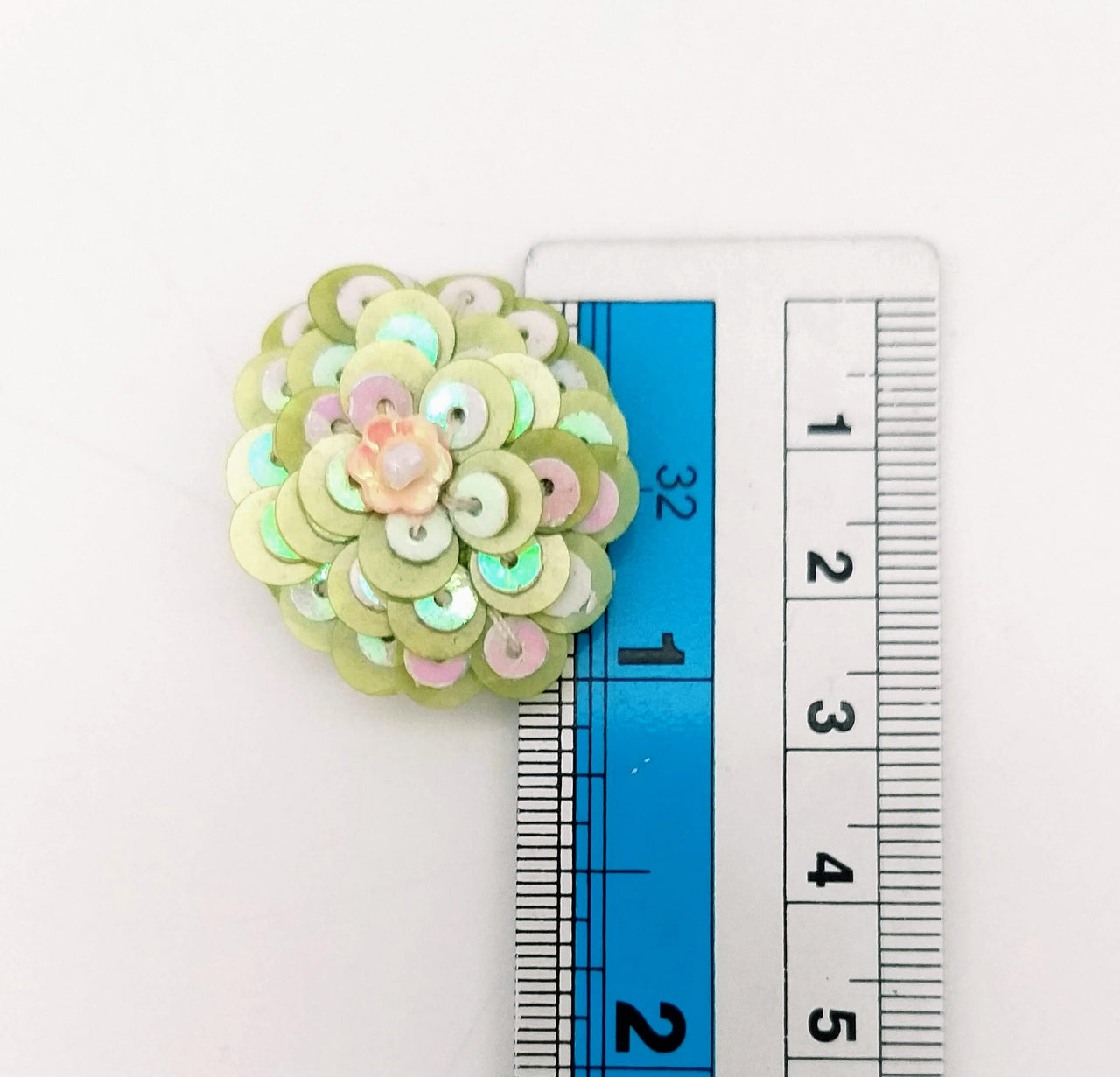 Mint Green And White Iridescent Sequins Buttons