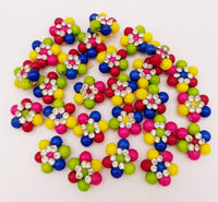 Thumbnail for 10 Beaded Floral Appliques In Multicoloured Beads and Rhinestones, Floral Appliques, Beaded Applique