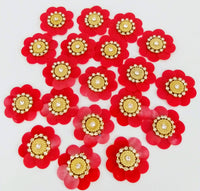 Thumbnail for 5 Red Floral Applique, Sequins and Rhinestone Appliques, Headband Applique