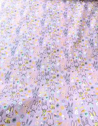 Thumbnail for Lilac Purple Sally Polycotton Spring Bunny Rabbit Easter Fabric, Festive Fabric, Holiday Fabric