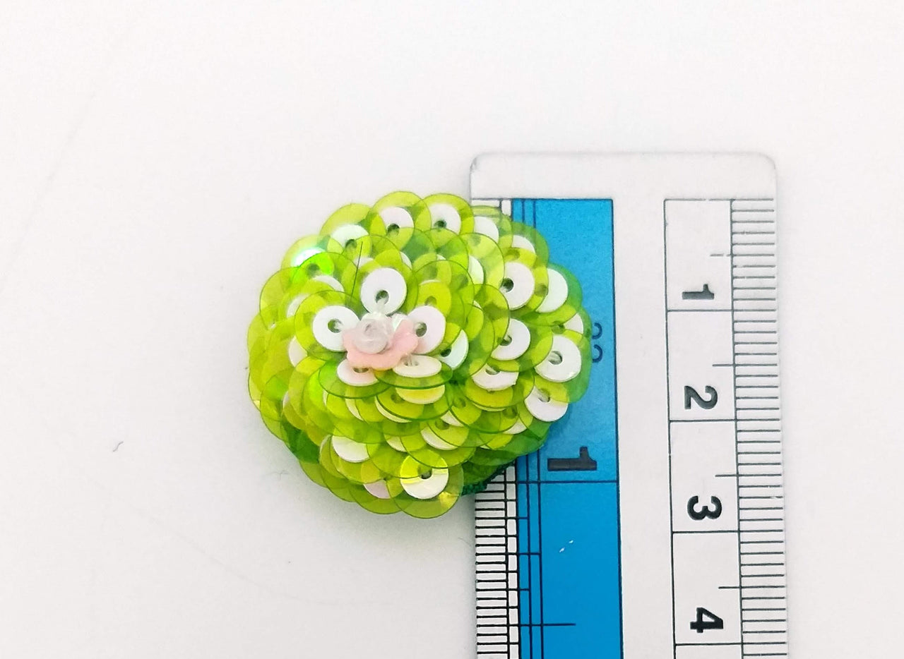 Green And White Iridescent Sequins Buttons