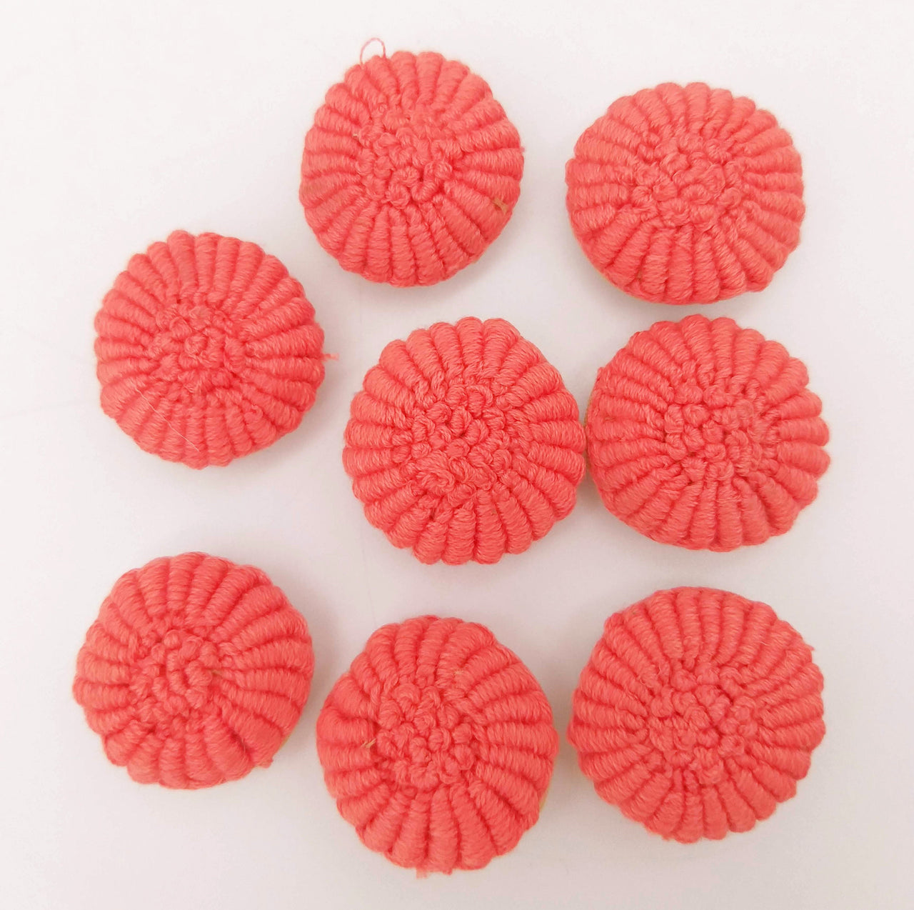 Hand Embroidered Coral Pink Embroidered Buttons