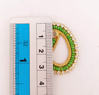 Thumbnail for 5 Paisley Appliques In Green Seed Beads and Rhinestones, Gold Tiny Paisley Appliques, Beaded Applique