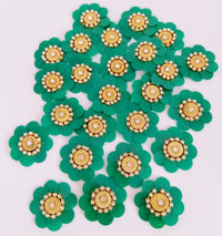 Thumbnail for 5 Green Floral Applique, Sequins and Rhinestone Appliques, Headband Applique