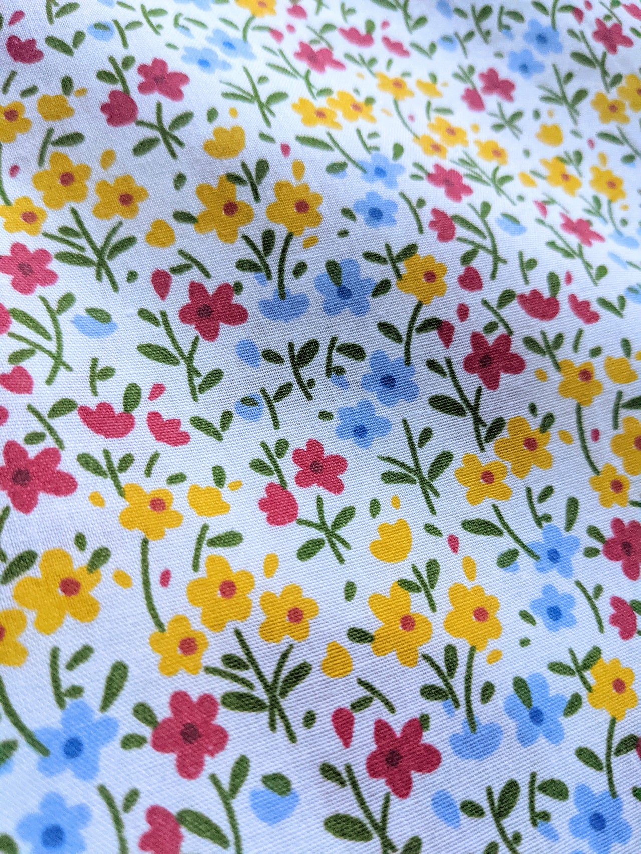 Yellow And Red Poly Cotton Flower Garden Fabric, Floral Fabric, Small Print Fabric Small Flower Fabric Fabric Quilting Fabric
