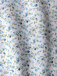 Thumbnail for Blue Poly Cotton Rose Fabric, Floral Fabric, Small Print Fabric
