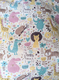 Thumbnail for Jungle Animal Fabric, Polycotton Fabric, Love Animals Forest Fabric Sewing Fabric Nursery Fabric Quilting Craft Fabric by Half metre / metre