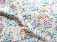 Thumbnail for Rainbow Fabric, 100% Cotton, Unicorns And Castles Fabric