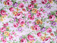 Thumbnail for Pink 100 % Cotton Rose Floral Fabric, Floral Print Fabric, Roses Flower Fabric