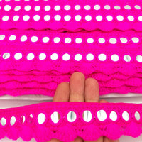 Thumbnail for Fuchsia Pink Fringe Trim With Mirrors, Boho, Bohemian Trim