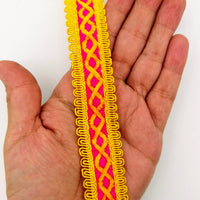 Thumbnail for Orange Cotton Fabric Lace Trim with Yellow Thread Embroidery, Trim By 3 Yards, Craft Decorative Ribbon