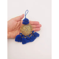 Thumbnail for Set of 2 Embroidered Tassels, Royal Blue and Gold Tassels, Indian Tassels